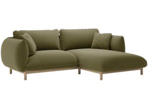 Micadoni Zelená sametová rohová pohovka Ada 214 cm