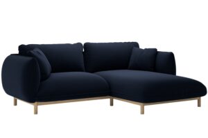 Micadoni Královsky modrá sametová rohová pohovka Ada 214 cm