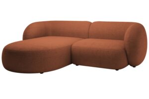 Micadoni Terakotově oranžová bouclé rohová pohovka Kate 255 cm