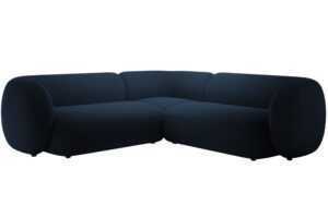 Micadoni Královsky modrá sametová rohová pohovka Kate 252 cm