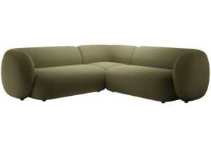 Micadoni Zelená sametová rohová pohovka Kate 252 cm