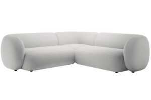 Micadoni Světle šedá sametová rohová pohovka Kate 252 cm