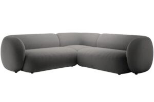 Micadoni Tmavě šedá sametová rohová pohovka Kate 252 cm