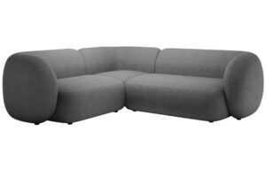 Micadoni Tmavě šedá bouclé rohová pohovka Kate 252 cm