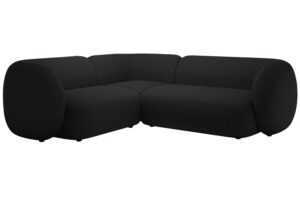 Micadoni Černá bouclé rohová pohovka Kate 252 cm