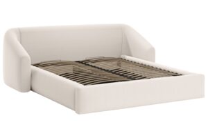 Cosmopolitan Design Světle béžová dvoulůžková postel Campi 160 x 200 cm s úložným prostorem