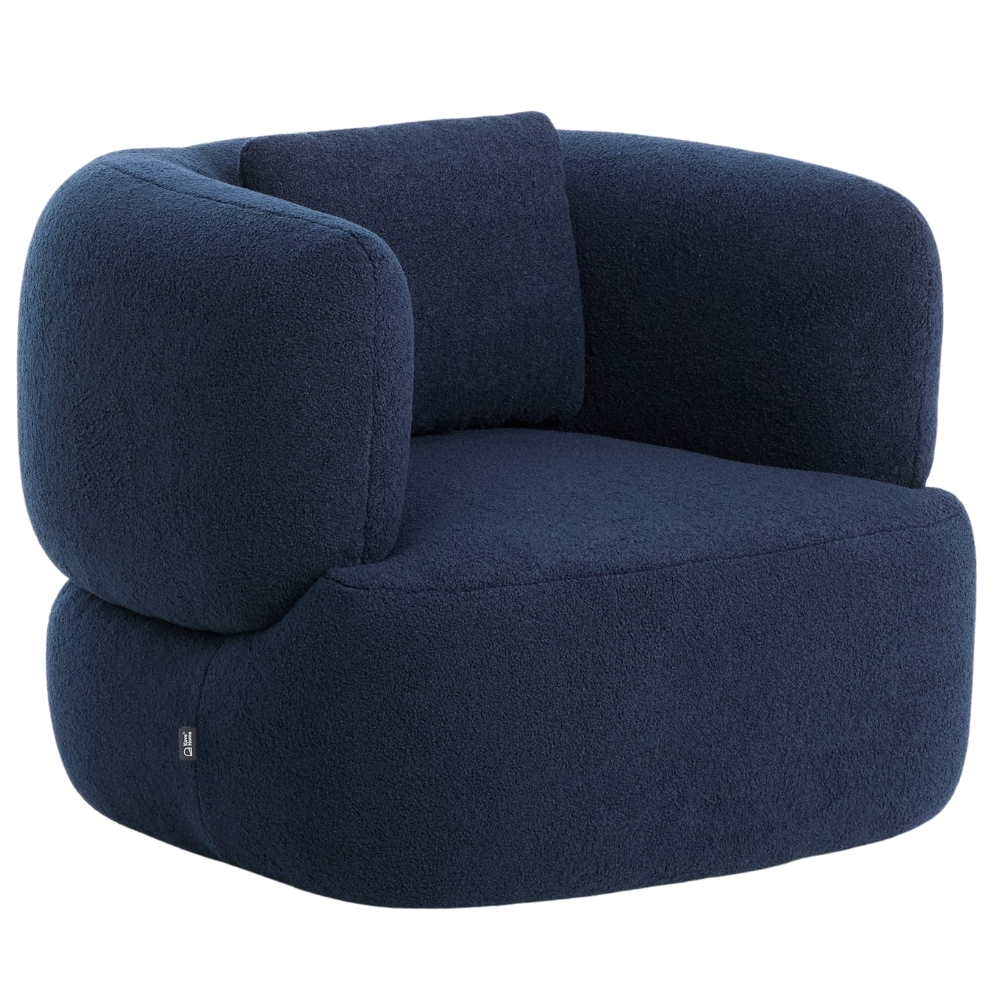 Kave Home Tmavě modré bouclé otočné křeslo Martina