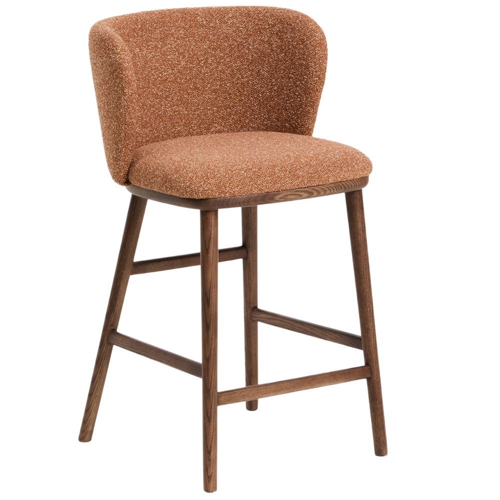 Kave Home Terakotová barová židle Ciselia 65 cm s ořechovou podnoží