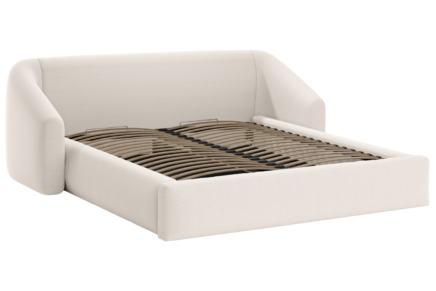 Cosmopolitan Design Světle béžová dvoulůžková postel Campi 180 x 200 cm s úložným prostorem