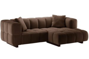 Micadoni Hnědá sametová rozkládací pohovka Puma 260 cm