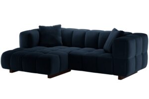 Micadoni Královsky modrá sametová rozkládací pohovka Puma 260 cm