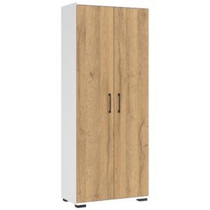 Germania Bílá kancelářská skříň Profi 2.0 200 x 80 cm s dubovým dekorem