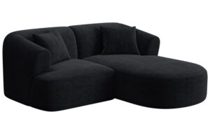Cosmopolitan Design Černá manšestrová rohová pohovka Campi 180 cm