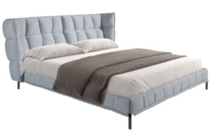 Angel Cerdá Šedomodrá čalouněná dvoulůžková postel No. 7211