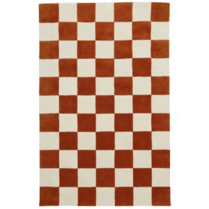 FEST Amsterdam Béžovo-oranžový vlněný koberec Checks 161 x 253 cm