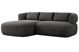 Windsor & Co Tmavě šedá sametová rohová pohovka Aldrin 200 cm