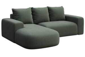 Rodier Lahvově zelená bouclé rohová pohovka Monce 255 cm