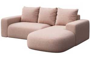 Rodier Růžová bouclé rohová pohovka Monce 255 cm