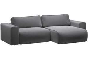 Micadoni Šedá sametová rozkládací pohovka Victor 246 cm