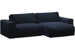 Micadoni Tmavě modrá sametová rozkládací pohovka Victor 246 cm