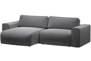 Micadoni Šedá sametová rozkládací pohovka Victor 246 cm