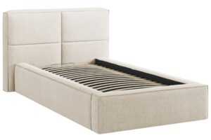 Micadoni Světle béžová bouclé jednolůžková postel Darren 90 x 200 cm s úložným prostorem