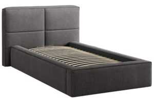 Micadoni Tmavě šedá bouclé jednolůžková postel Darren 90 x 200 cm s úložným prostorem