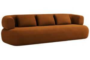 Windsor & Co Terakotově oranžová sametová čtyřmístná pohovka Aldrin 226 cm