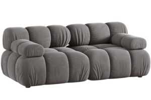 Micadoni Šedá sametová dvoumístná pohovka Bellis 188 cm