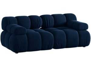 Micadoni Královsky modrá sametová dvoumístná pohovka Bellis 188 cm