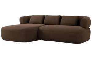 Windsor & Co Hnědá sametová rohová pohovka Aldrin 225 cm