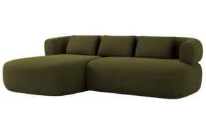 Windsor & Co Zelená sametová rohová pohovka Aldrin 225 cm