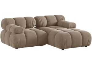 Micadoni Tmavě béžová sametová rohová pohovka Bellis 188 cm