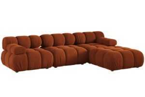 Micadoni Terakotově oranžová sametová rohová pohovka Bellis 282 cm