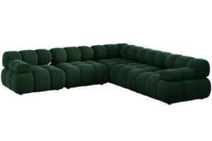 Micadoni Lahvově zelená sametová rohová pohovka Bellis 282 cm