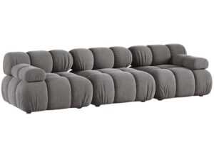 Micadoni Šedá sametová trojmístná pohovka Bellis 282 cm