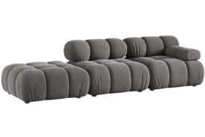 Micadoni Šedá sametová čtyřmístná pohovka Bellis 282 cm