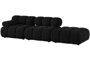 Micadoni Černá sametová čtyřmístná pohovka Bellis 282 cm