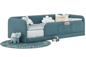 Woodsoft Tyrkysová sametová jednolůžková postel Rio 90 x 200 cm