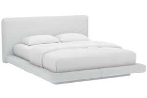 Micadoni Světle šedá dvoulůžková postel Linea 200 x 200 cm