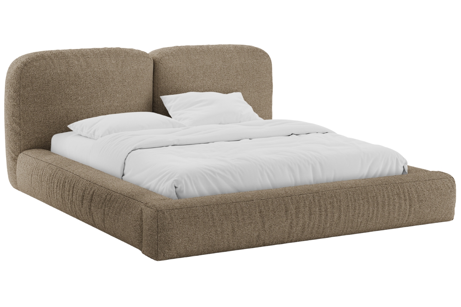 Micadoni Hnědá bouclé dvoulůžková postel Martina 180 x 200 cm s úložným prostorem