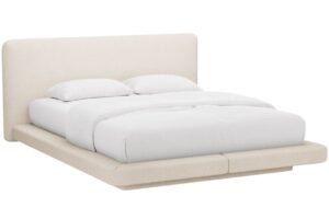 Micadoni Béžová bouclé dvoulůžková postel Linea 160 x 200 cm