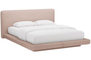 Micadoni Růžová bouclé dvoulůžková postel Linea 180 x 200 cm