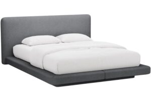 Micadoni Šedá bouclé dvoulůžková postel Linea 180 x 200 cm