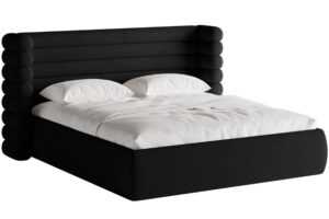 Micadoni Černá bouclé dvoulůžková postel Mount 160 x 200 cm