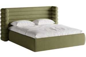 Micadoni Zelená bouclé dvoulůžková postel Mount 160 x 200 cm