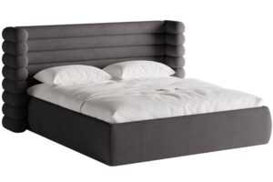 Micadoni Tmavě šedá bouclé dvoulůžková postel Mount 160 x 200 cm