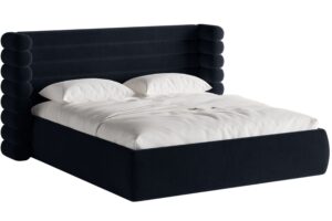 Micadoni Královsky modrá sametová dvoulůžková postel Mount 160 x 200 cm