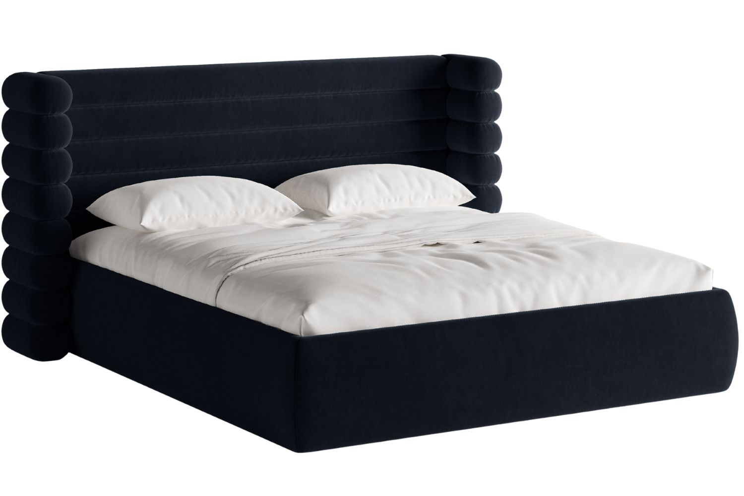 Micadoni Královsky modrá sametová dvoulůžková postel Mount 160 x 200 cm