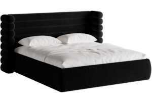 Micadoni Černá sametová dvoulůžková postel Mount 160 x 200 cm